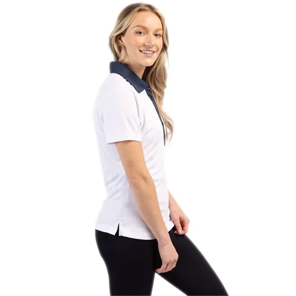 Women's polo with short sleeves, self-fabric collar, three-button placket, and open... from ASI 47965 Cutter & Buck