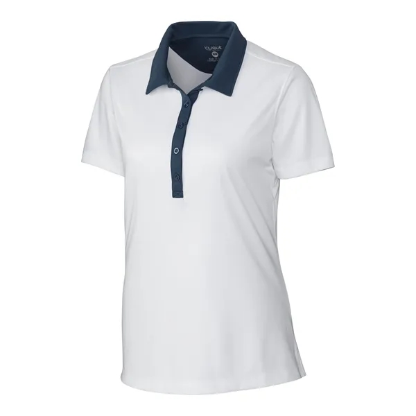 Women's polo with short sleeves, self-fabric collar, three-button placket, and open... from ASI 47965 Cutter & Buck