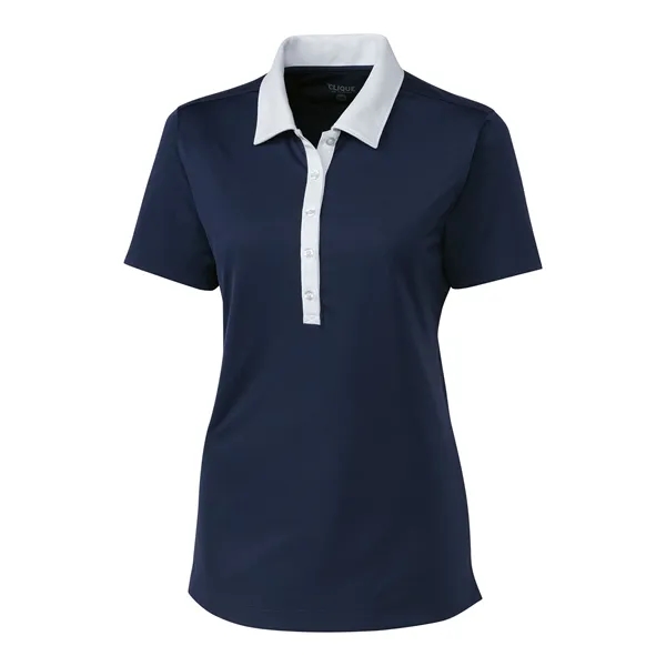 Women's polo with short sleeves, self-fabric collar, three-button placket, and open... from ASI 47965 Cutter & Buck