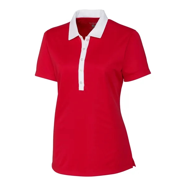Women's polo with short sleeves, self-fabric collar, three-button placket, and open... from ASI 47965 Cutter & Buck
