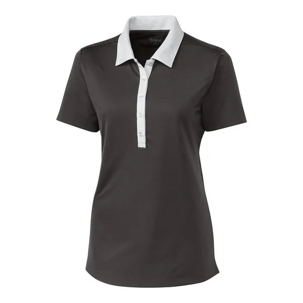 Women's polo with short sleeves, self-fabric collar, three-button placket, and open... from ASI 47965 Cutter & Buck
