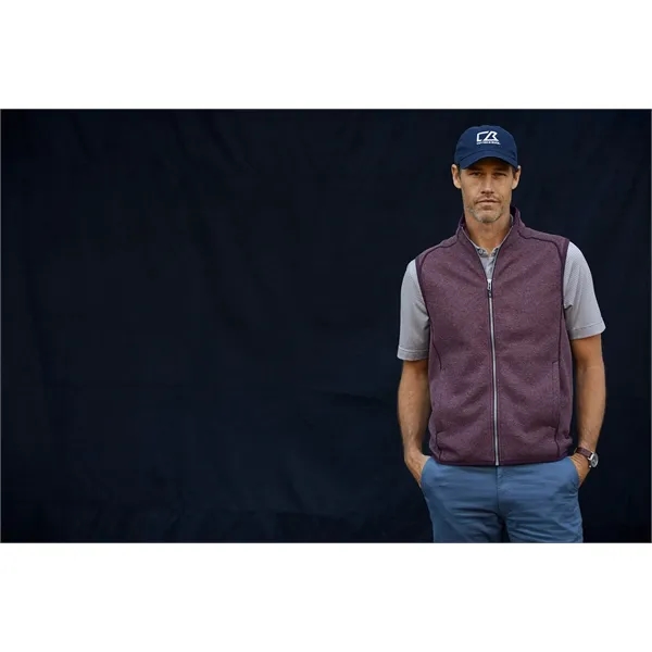 Men's vest with a full-zip, pockets, tonal stretch binding, and CB... from ASI 47965 Cutter & Buck