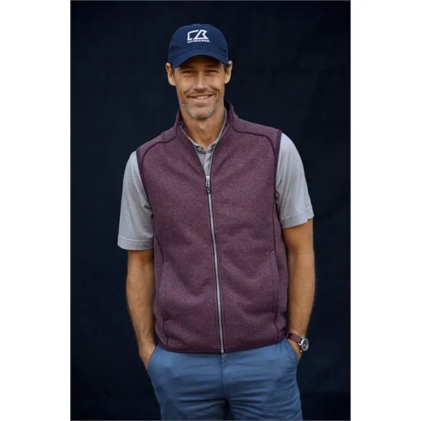 Men's vest with a full-zip, pockets, tonal stretch binding, and CB... from ASI 47965 Cutter & Buck