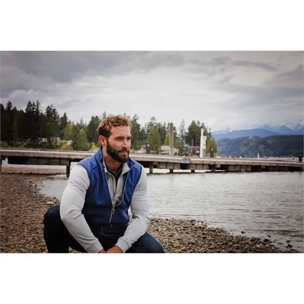 Men's vest with a full-zip, pockets, tonal stretch binding, and CB... from ASI 47965 Cutter & Buck