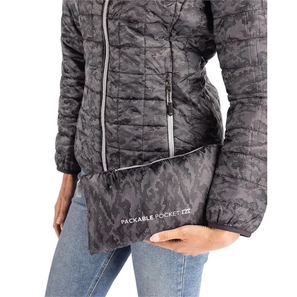 Women's jacket with insulation, nylon shell, hood, collar, full-zip, and pockets.... from ASI 47965 Cutter & Buck