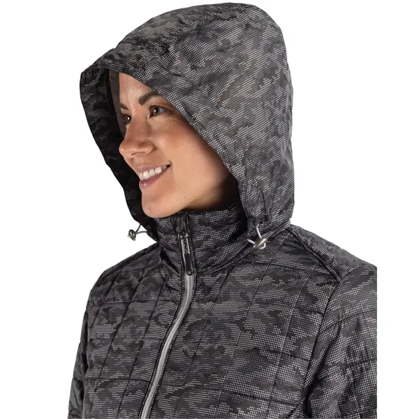 Women's jacket with insulation, nylon shell, hood, collar, full-zip, and pockets.... from ASI 47965 Cutter & Buck