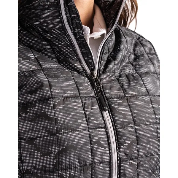 Women's jacket with insulation, nylon shell, hood, collar, full-zip, and pockets.... from ASI 47965 Cutter & Buck