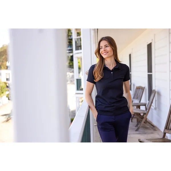 Women's polo with short sleeves, UPF 35+ protection, moisture-wicking performance, rib-knit... from ASI 47965 Cutter & Buck