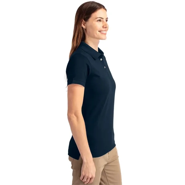 Women's polo with short sleeves, UPF 35+ protection, moisture-wicking performance, rib-knit... from ASI 47965 Cutter & Buck
