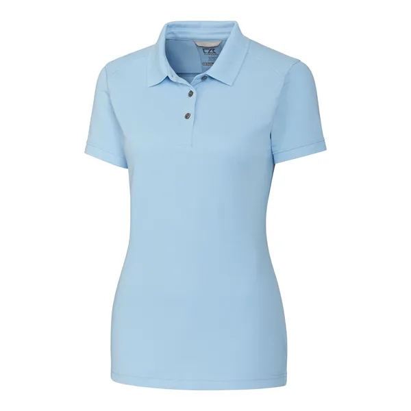 Women's polo with short sleeves, UPF 35+ protection, moisture-wicking performance, rib-knit... from ASI 47965 Cutter & Buck