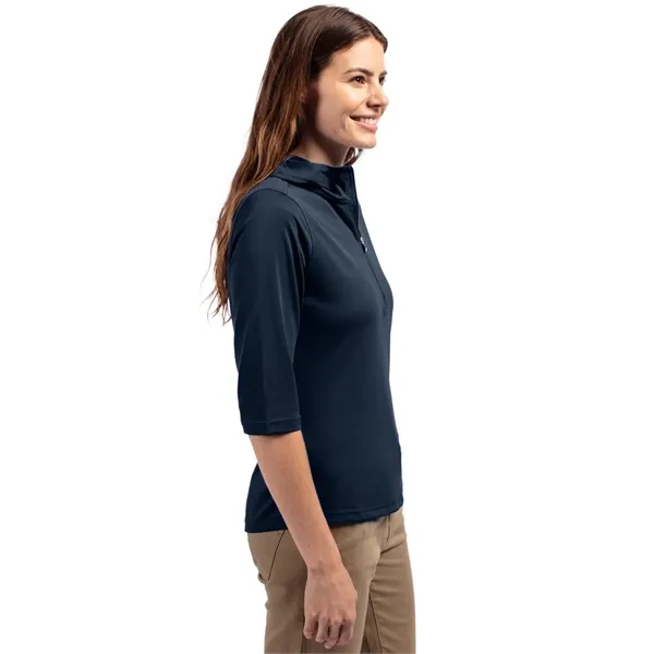 Ladies' sweatshirt with a half-zip, hood, UPF 25+ protection, moisture-wicking performance,... from ASI 47965 Cutter & Buck