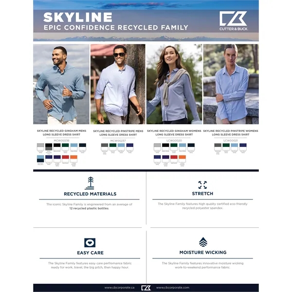 Cutter & Buck Skyline Eco Recycled Gingham Mens Long Slee...... from ASI 47965 Cutter & Buck