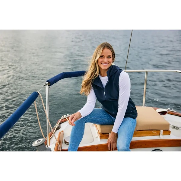 Women's vest with a full-zip, wind and water resistance, hood, and... from ASI 47965 Cutter & Buck