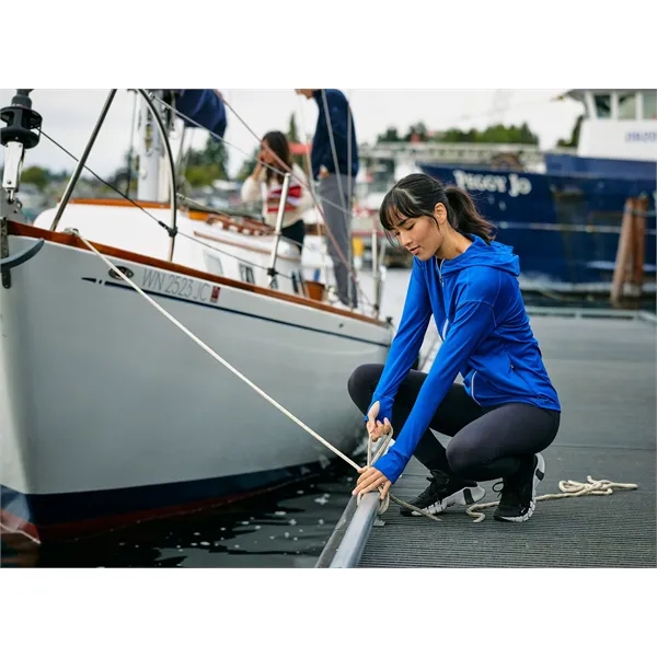 Women's sweatshirt with a full-zip, hood, four-way stretch, UPF 50+ protection,... from ASI 47965 Cutter & Buck