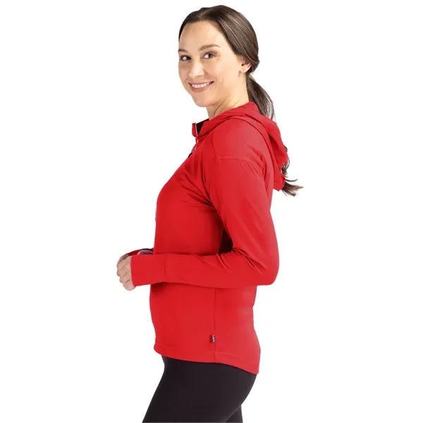 Women's sweatshirt with a half-zip, hood, moisture-wicking performance, UPF 50+ protection,... from ASI 47965 Cutter & Buck