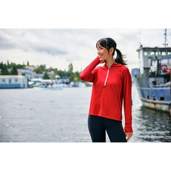 Women's sweatshirt with a half-zip, hood, moisture-wicking performance, UPF 50+ protection,... from ASI 47965 Cutter & Buck