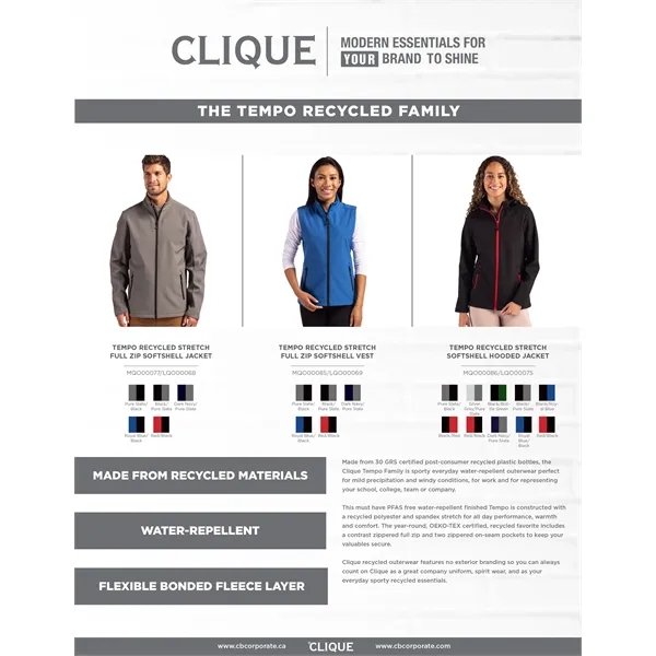Clique Tempo Recycled Stretch Softshell Womens Hooded Jacket... from ASI 47965 Cutter & Buck