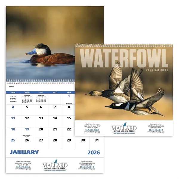 11 x 19 2024 Waterfowl 13-month spiral bound calendar on 60#... from ASI 40480 Koozie Group / Norwood Triumph Calendar