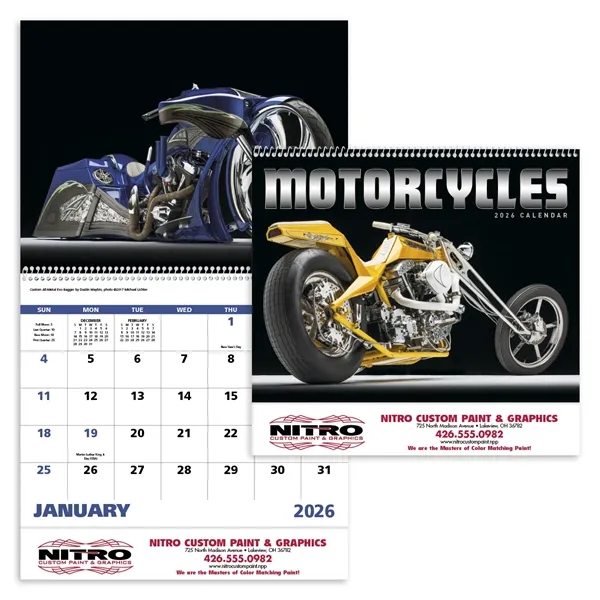 11 x 19 2024 Motorcycles calendar on #60 glossy paper with... from ASI 40480 Koozie Group / Norwood Triumph Calendar