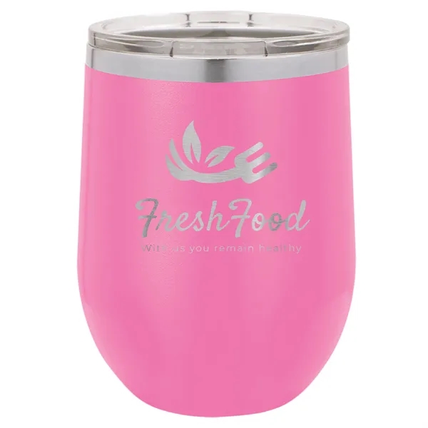 Stainless steel stemless 12 ounce insulated stemless wine tumbler with lid... from ASI 74601 Calico