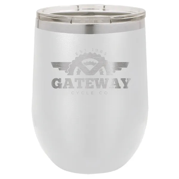 Stainless steel stemless 12 ounce insulated stemless wine tumbler with lid... from ASI 74601 Calico