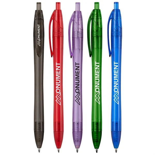 Plunger action ballpoint with translucent barrel, clip, ferrule and plunger; made... from ASI 52840 Evans Manufacturing