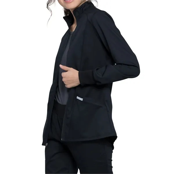 Cherokee Workwear Revolution Women's Zip Front High-Low Jacket... from ASI 86018 Scrub Authority / Uniform Stores