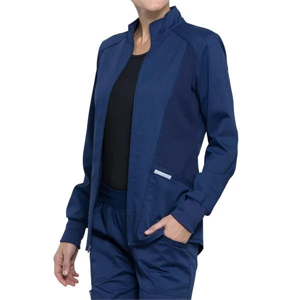 Cherokee Workwear Revolution Women's Zip Front High-Low Jacket... from ASI 86018 Scrub Authority / Uniform Stores