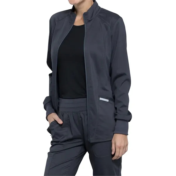 Cherokee Workwear Revolution Women's Zip Front High-Low Jacket... from ASI 86018 Scrub Authority / Uniform Stores
