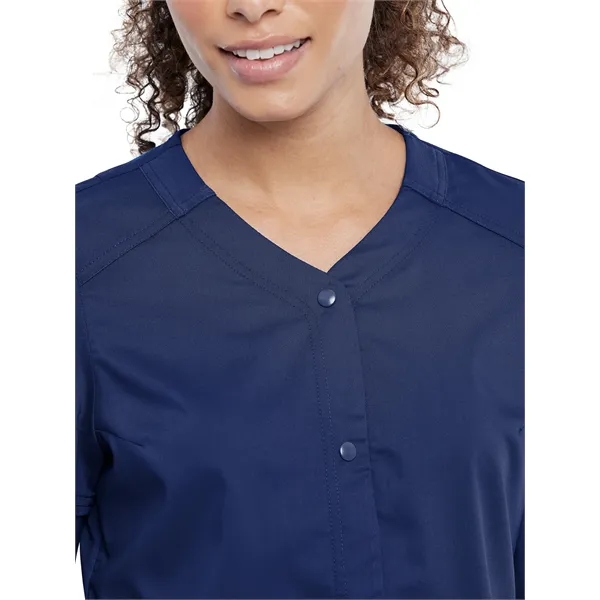 Cherokee Workwear Revolution Women's Snap Front V-Neck Top... from ASI 86018 Scrub Authority / Uniform Stores
