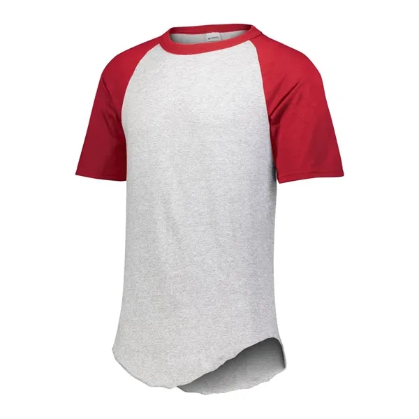 Youth size baseball jersey solid color body with contrasting short raglan... from ASI 89380 Staton Corporate and Casual / Staton®