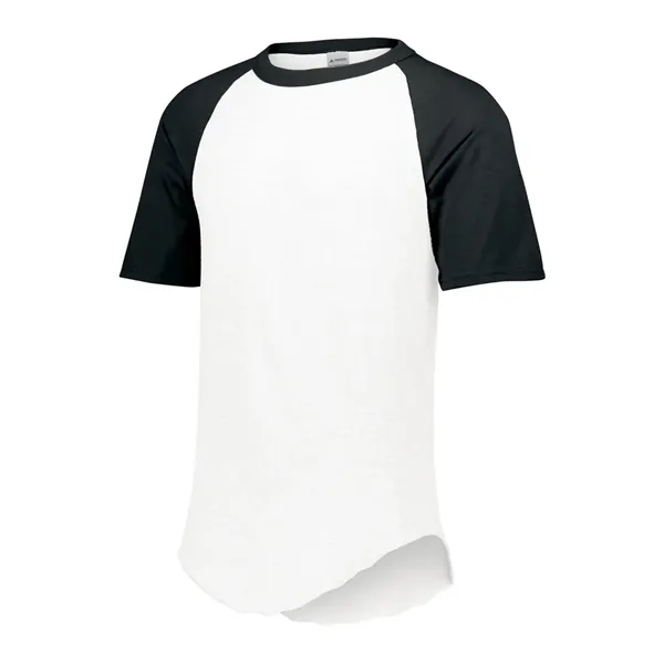 Youth size baseball jersey solid color body with contrasting short raglan... from ASI 89380 Staton Corporate and Casual / Staton®