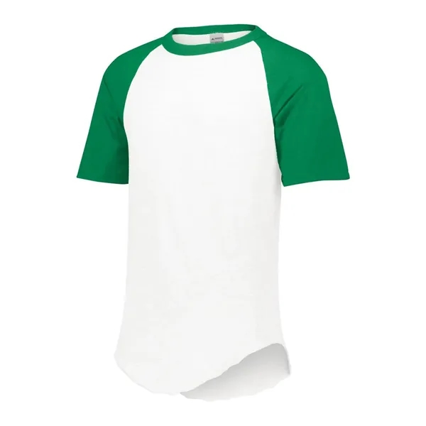 Youth size baseball jersey solid color body with contrasting short raglan... from ASI 89380 Staton Corporate and Casual / Staton®