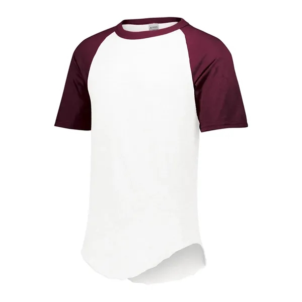 Youth size baseball jersey solid color body with contrasting short raglan... from ASI 89380 Staton Corporate and Casual / Staton®