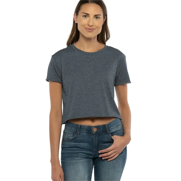 Women's crop top with a relaxed fit, raw edge sleeve and... from ASI 89380 Staton Corporate and Casual