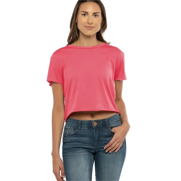 Women's crop top with a relaxed fit, raw edge sleeve and... from ASI 89380 Staton Corporate and Casual