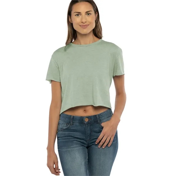 Women's crop top with a relaxed fit, raw edge sleeve and... from ASI 89380 Staton Corporate and Casual