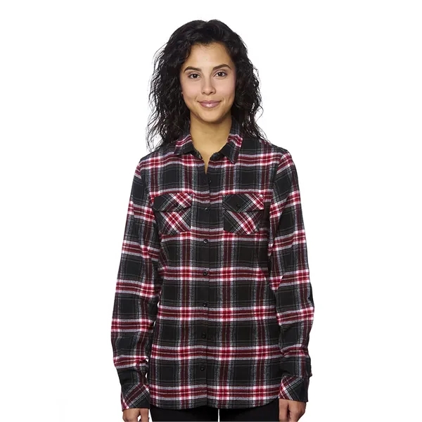 Burnside Ladies' Long Sleeve Plaid Flannel. 5.4 ounce. 80% cotton/20% polyester.... from ASI 89380 Staton Corporate and Casual