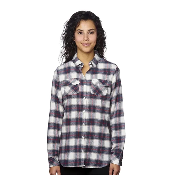 Burnside Ladies' Long Sleeve Plaid Flannel. 5.4 ounce. 80% cotton/20% polyester.... from ASI 89380 Staton Corporate and Casual