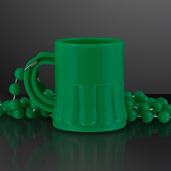 Green Mug Shot Glass on Bead Necklace; Imprint and Blank Pricing... from ASI 34194 ALightPromos
