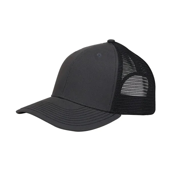 6 panel structured mid profile deluxe trucker cap with plastic adjustable... from ASI 89380 Staton Corporate and Casual / Staton®