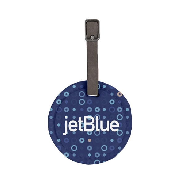 Felt luggage tag that measures 3" round with an antique nickel... from ASI 88060 Snugz/USA Inc / SnugZ USA®