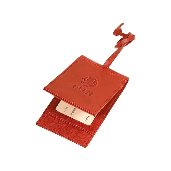 Magnetic luggage tag handcrafted from soft pebble grain leather with a... from ASI 79530 Prime Line