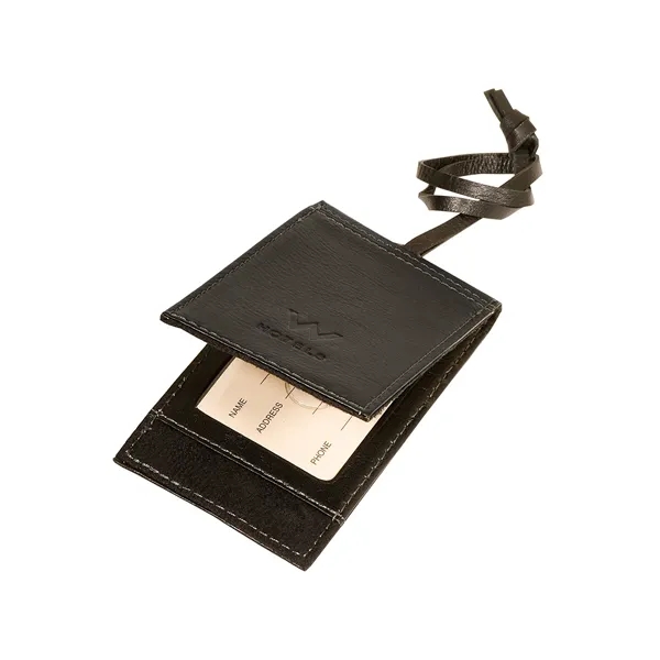 Magnetic luggage tag handcrafted from soft pebble grain leather with a... from ASI 79530 Prime Line