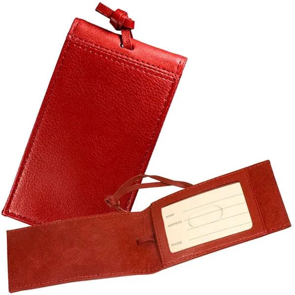 Magnetic luggage tag handcrafted from soft pebble grain leather with a... from ASI 79530 Prime Line