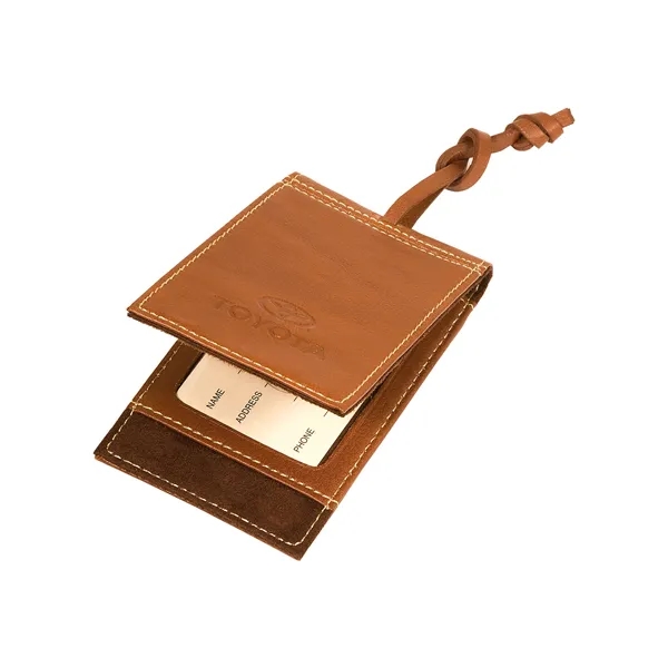 Magnetic luggage tag handcrafted from soft pebble grain leather with a... from ASI 79530 Prime Line