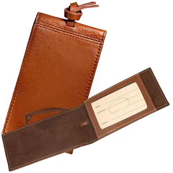 Magnetic luggage tag handcrafted from soft pebble grain leather with a... from ASI 79530 Prime Line