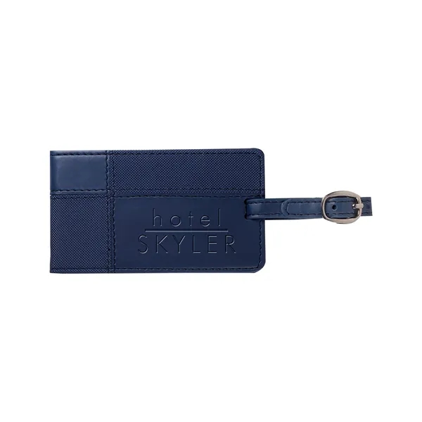 Duo-textured luggage tag made with faux leather and a metal buckle... from ASI 79530 Prime Line