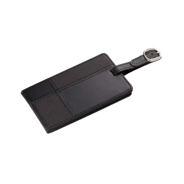 Duo-textured luggage tag made with faux leather and a metal buckle... from ASI 79530 Prime Line