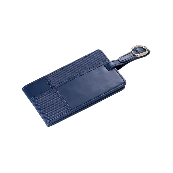 Duo-textured luggage tag made with faux leather and a metal buckle... from ASI 79530 Prime Line